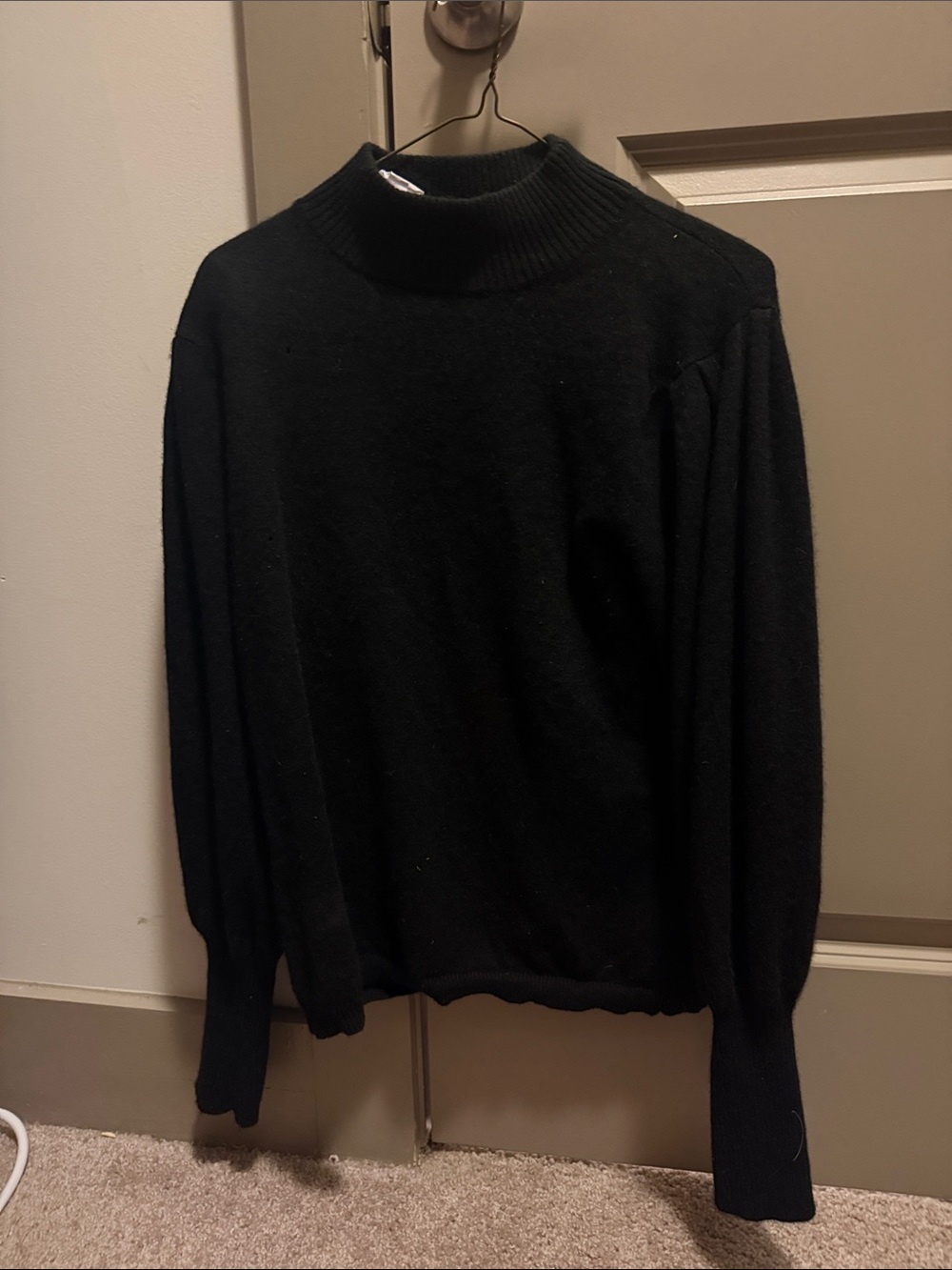 Ann Taylor Black Mock Neck Pullover Cashmere Sweater